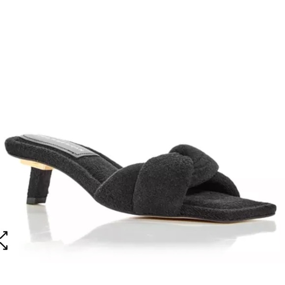 New! Good American Women's black Terry Kickstand Low Heel Slide Sandals 8.5 - Picture 1 of 7